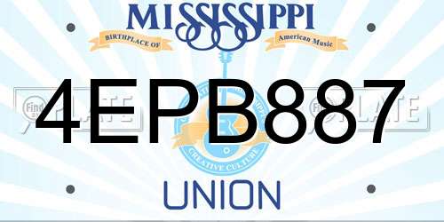 4EPB887 Mississippi License Plate
