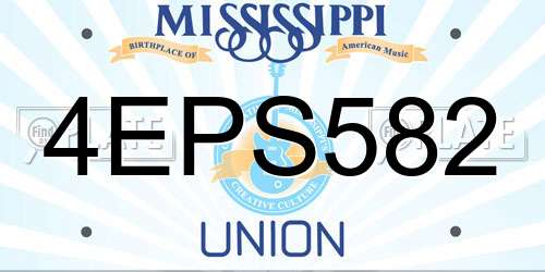 4EPS582 Mississippi License Plate