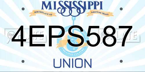 4EPS587 Mississippi License Plate