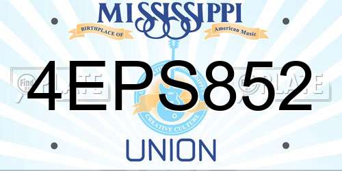 4EPS852 Mississippi License Plate