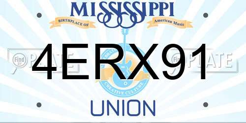 4ERX91 Mississippi License Plate