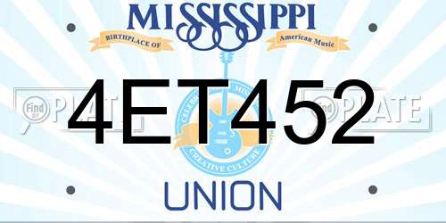 4ET452 Mississippi License Plate