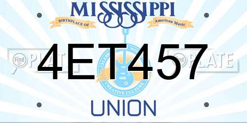 4ET457 Mississippi License Plate
