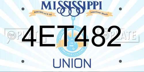 4ET482 Mississippi License Plate