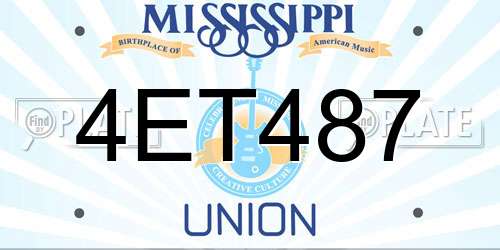 4ET487 Mississippi License Plate