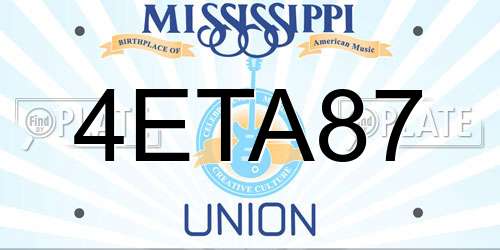 4ETA87 Mississippi License Plate