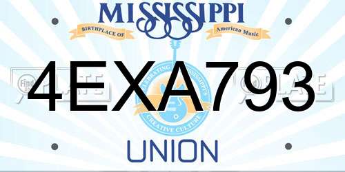 4EXA793 Mississippi License Plate