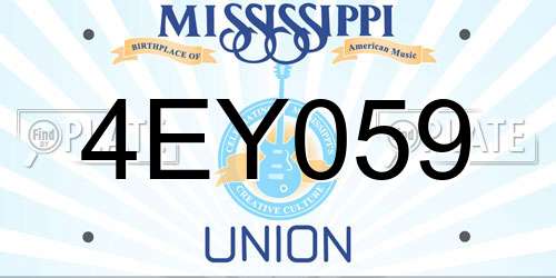 4EY059 Mississippi License Plate