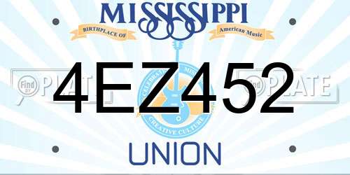 4EZ452 Mississippi License Plate
