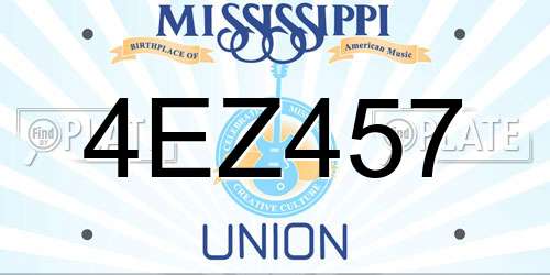 4EZ457 Mississippi License Plate
