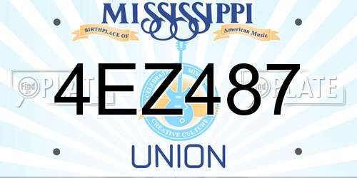 4EZ487 Mississippi License Plate