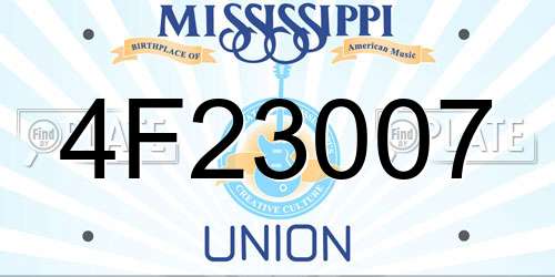 4F23007 Mississippi License Plate