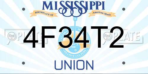4F34T2 Mississippi License Plate