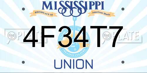 4F34T7 Mississippi License Plate