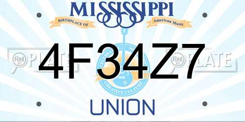 4F34Z7 Mississippi License Plate