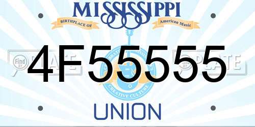 4F55555 Mississippi License Plate