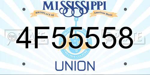 4F55558 Mississippi License Plate