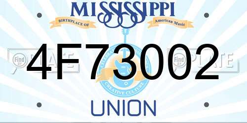 4F73002 Mississippi License Plate