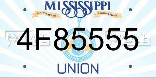 4F85555 Mississippi License Plate