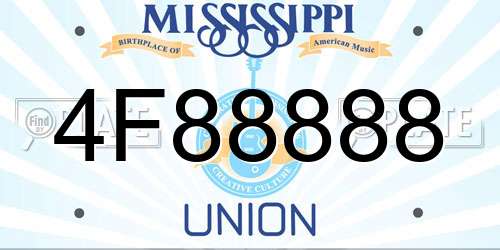 4F88888 Mississippi License Plate