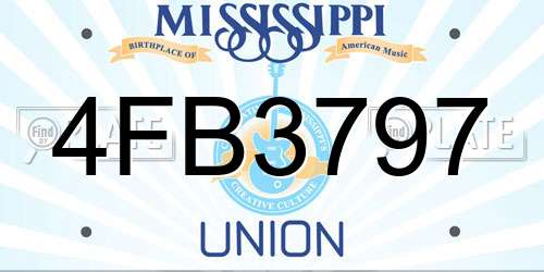 4FB3797 Mississippi License Plate