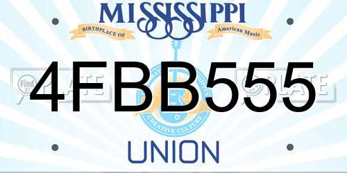 4FBB555 Mississippi License Plate