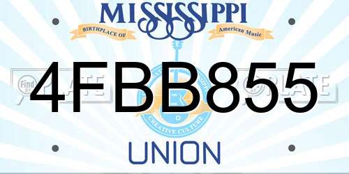 4FBB855 Mississippi License Plate