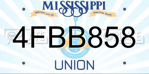 4FBB858 Mississippi License Plate