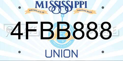4FBB888 Mississippi License Plate