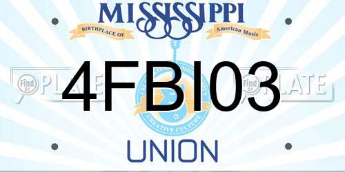 4FBI03 Mississippi License Plate