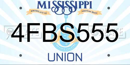4FBS555 Mississippi License Plate