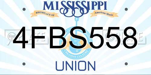 4FBS558 Mississippi License Plate