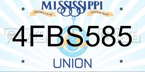 4FBS585 Mississippi License Plate
