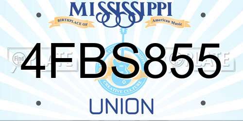 4FBS855 Mississippi License Plate