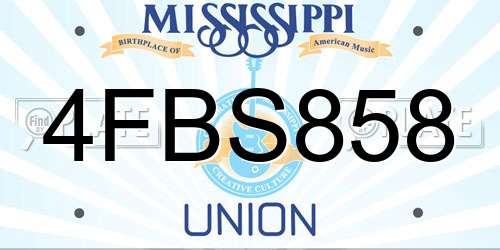 4FBS858 Mississippi License Plate