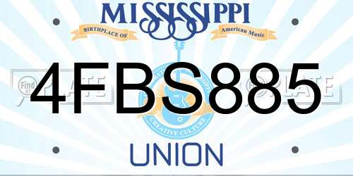 4FBS885 Mississippi License Plate