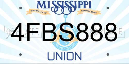 4FBS888 Mississippi License Plate