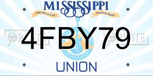 4FBY79 Mississippi License Plate