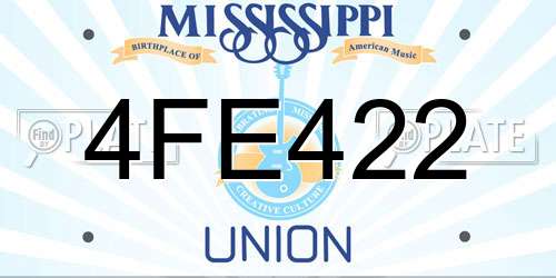 4FE422 Mississippi License Plate