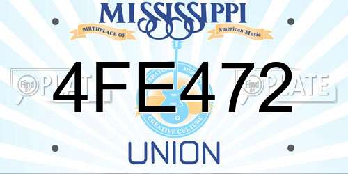 4FE472 Mississippi License Plate