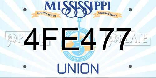 4FE477 Mississippi License Plate