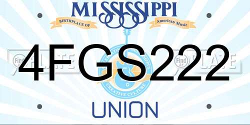 4FGS222 Mississippi License Plate
