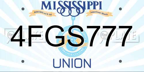 4FGS777 Mississippi License Plate