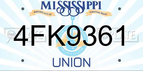 4FK9361 Mississippi License Plate