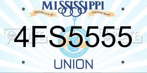 4FS5555 Mississippi License Plate
