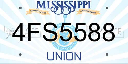 4FS5588 Mississippi License Plate