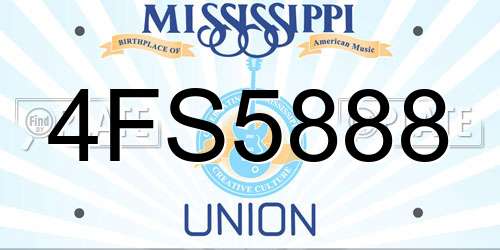 4FS5888 Mississippi License Plate