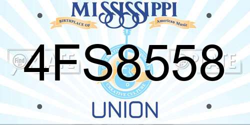 4FS8558 Mississippi License Plate
