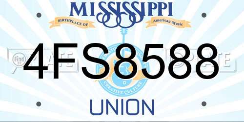 4FS8588 Mississippi License Plate