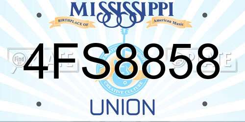 4FS8858 Mississippi License Plate